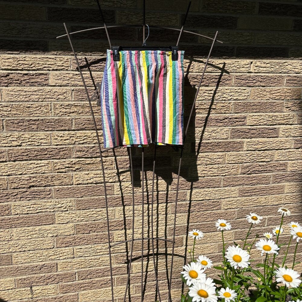 J.Crew Factory linen colorful striped mini skirt, size 2